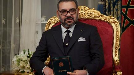El rey marroquí Mohammed VI, durante su encuentro con el monarca español en Rabat.