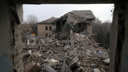 Zona bombardeada en Ucrania.