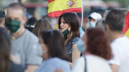 Cristina Seguí, en una imagen de archivo en una manifestación contra la gestión del Gobierno de la pandemia, en mayo de 2020 en Valencia.