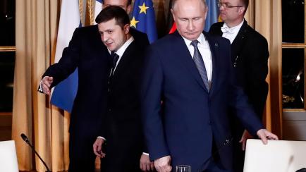 Zelenksi y Putin, en un encuentro en París en 2019.