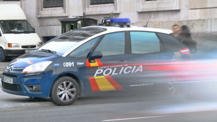 Santander, Spain - December 28, 2010: Spanish police car, with a motion effect.