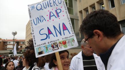 Protesta de los médicos de Atención Primaria en Madrid hace unos días.