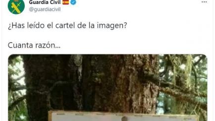 El tuit de la Guardia Civil.
