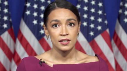 MILWAUKEE, WI - AUGUST 18: In this screenshot from the DNCC’s livestream of the 2020 Democratic National Convention, Rep. Alexandria Ocasio-Cortez (D-NY) addresses the virtual convention on August 18, 2020.  The convention, which was once expe...