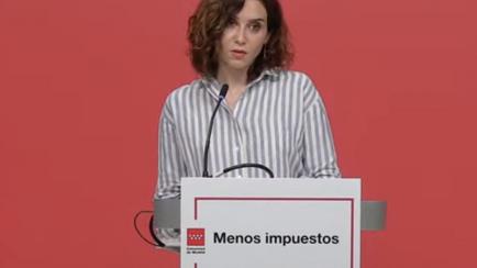 La presidenta de la Comunidad de Madrid, Isabel Díaz Ayuso, durante la presentación de la herramienta.