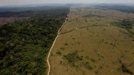 FILE - This Sept. 15, 2009 file photo shows a deforested area near Novo Progresso in Brazil's northern state of Para. Imazon, a non-government group that monitors the Amazon rainforest, said on Monday, May 27, 2019 that the pace of deforestation...