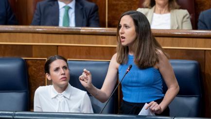 MADRID, SPAIN - MAY 25: The Minister of Social Rights and Agenda 2030, Ione Belarra, speaks in a plenary session in the Congress of Deputies, on 25 May, 2022 in Madrid, Spain. During the plenary session, the central Executive must answer questio...