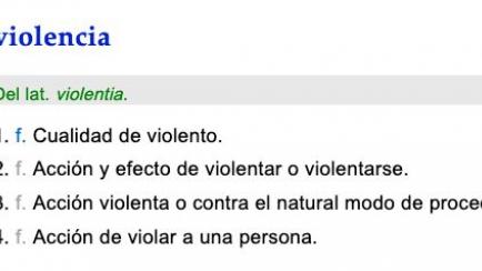 Entrada de "violencia" en el Diccionario de la Lengua Española (DLE).