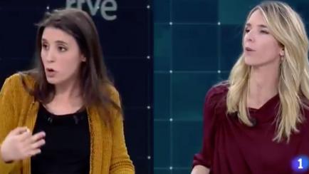 Irene Montero y Cayetana Álvarez de Toledo en el debate de TVE