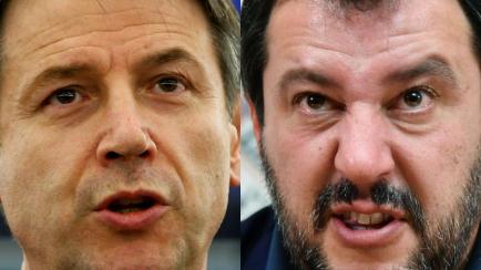 Giuseppe Conte y Matteo Salvini, en sendas imágenes de archivo.