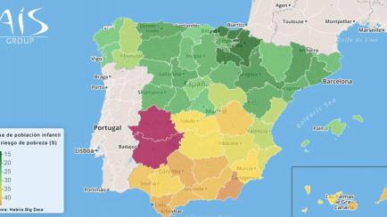 Mapa de la pobreza infantil en España. 