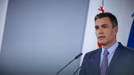 MADRID, SPAIN - JUNE 25: The President of the Spanish Government, Pedro Sanchez, appears after the meeting of the Extraordinary Council of Ministers, at the Moncloa Palace, on June 22, 2022, in Madrid, Spain. The Government has announced the app...