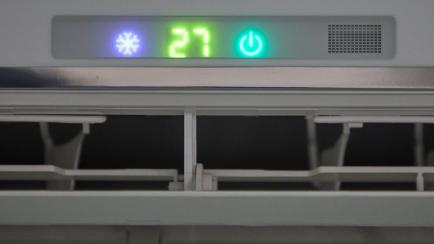 MADRID, SPAIN - AUGUST 02: An air conditioner at 27 degrees, on 02 August, 2022 in Madrid, Spain. The Government approved in the Council of Ministers yesterday, August 1, a Shock Plan for Energy Saving and Management in Air Conditioning to reduc...