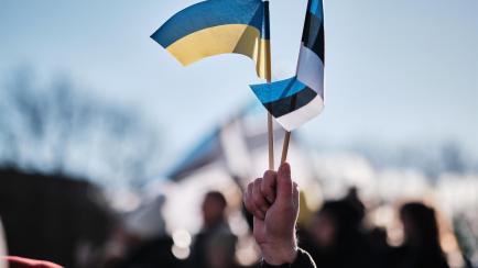Banderas de Ucrania y Estonia.
