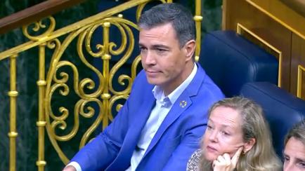 Pedro Sánchez en el Congreso de los Diputados en el cara a cara con Santiago Abascal