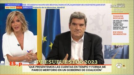 Susanna Griso, durante la entrevista a José Luis Escrivá.