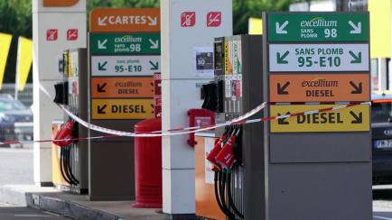 LILLE, FRANCE - OCTOBER 11: Closed gas station on October 11, 2022 in Lille, France. The petrol shortage in France is getting worse, with filling stations across the country running low, after unions decided to prolong a strike at refineries ove...