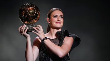 FC Barcelona's Spanish midfielder Alexia Putellas receives her second Woman Ballon d'Or award during the 2022 Ballon d'Or France Football award ceremony at the Theatre du Chatelet in Paris on October 17, 2022. (Photo by FRANCK FIFE / AFP) (Photo...