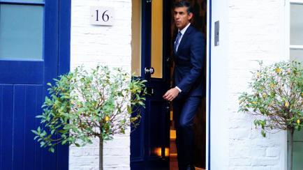 Conservative leadership candidate Rishi Sunak leaves his home in London, following the resignation of Liz Truss as Prime Minister on Thursday. Picture date: Monday October 24, 2022. See PA story POLITICS Tory. Photo credit should read: Victoria ...