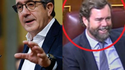 El portavoz parlamentario socialista, Patxi López, y el diputado de Vox Iván Espinosa de los Monteros; en sendas imágenes.