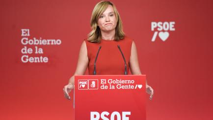 MADRID, SPAIN - SEPTEMBER 19: The Minister of Education and Vocational Training and spokesperson of the Socialist Party (PSOE), Pilar Alegria, appears at a press conference at the headquarters of her party, on 19 September, 2022 in Madrid, Spain...