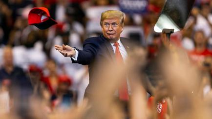 President Donald Trump during his "homecoming" rally at the BBT Center in Sunrise, Fla., on Tuesday, Nov. 26, 2019. (Matias J. Ocner/Miami Herald/Tribune News Service via Getty Images)