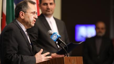 NEW YORK, NEW YORK - JUNE 24: Iran's Ambassador to the United Nations (UN) Majid Takht Ravanchi speaks to the media before a meeting with other UN members on the escalating situation with the United States At United Nation headquarters on June 2...