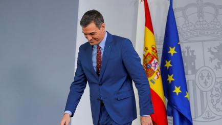 Spain's Prime Minister Pedro Sanchez leaves after delivering a statement at the Moncloa Palace, in Madrid, Spain, January 12, 2020. REUTERS/Susana Vera