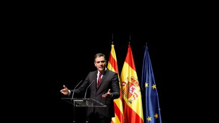 El presidente del Gobierno, Pedro Sánchez, este lunes en Barcelona