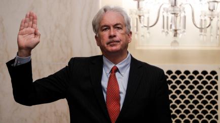 WASHINGTON, DC - FEBRUARY 24: William Burns, nominee for Director of the CIA, is sworn in at his confirmation hearing before the Senate Intelligence Committee February 24, 2021 on Capitol Hill in Washington, DC. Burns is a career diplomat who mo...