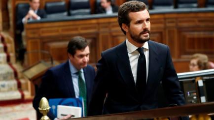 El líder del PP, Pablo Casado, en una imagen de archivo en el Congreso.