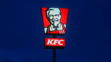 KFC logo sign is seen in Krakow, Poland on November 4, 2022. (Photo by Beata Zawrzel/NurPhoto via Getty Images)