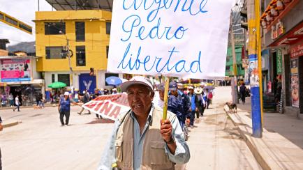 Seguidores de Pedro Castillo se manifiestan en Abancay, el pasado 20 de diciembre. 