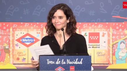 Isabel Díaz Ayuso, durante su rueda de prensa.