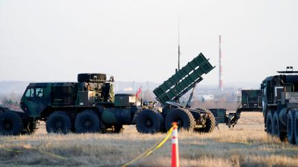 FILE - Patriot missiles are seen at the Rzeszow-Jasionka Airport, March 25, 2022, in Jasionka, Poland. The U.S. will send $1.8 billion in military aid to Ukraine in a massive package that will for the first time include a Patriot missile battery...