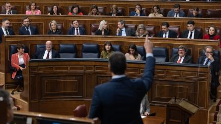 Pedro Sánchez responde al PP en el Congreso de los Diputados. 