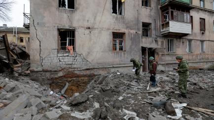 Un bloque de viviendas dañado por los bombardeos en Makiivka, en la región ucraniana de Donetsk. 