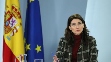 MADRID, SPAIN - DECEMBER 20: The Minister of Justice, Pilar Llop, during the press conference after the meeting of the Council of Ministers at Moncloa, on 20 December, 2022 in Madrid, Spain. The Council of Ministers has approved the addendum to ...