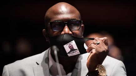 Philonise Floyd, Brother of George Floyd, listens June 10, 2020 during a hearing on Capitol Hill in Washington, DC of the House Judiciary committee about policing practices and law enforcement accountability prompted by the death of George Floyd...
