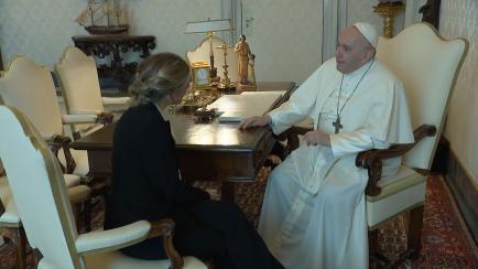 Yolanda Díaz y el papa Francisco, en el Vaticano.