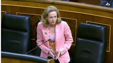 Nadia Calviño, este miércoles en el Congreso.