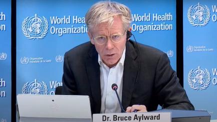 El doctor Bruce Aylward, asesor senior de la OMS, en rueda de prensa desde Ginebra.