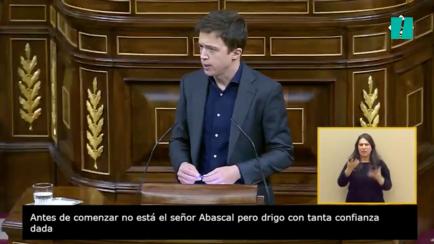 Íñigo Errejón en la tribuna del Congreso.
