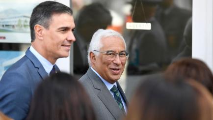 Portuguese Prime Minister Antonio Costa and Spanish Prime Minister Pedro Sanchez arrive upon the annual iberian summit, in Viana do Castelo on November 4, 2022 (Photo by MIGUEL RIOPA / AFP) (Photo by MIGUEL RIOPA/AFP via Getty Images)