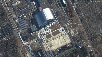 RUSSIANS INVADE UKRAINE -- MARCH 10, 2022:  17 Maxar satellite imagery closeup of Chernobyl Nuclear Power Plant in Ukraine.  10mar2022_wv2.   Please use: Satellite image (c) 2022 Maxar Technologies.