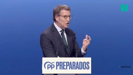 Alberto Núñez Feijóo, durante su discurso en el Congreso del PP.