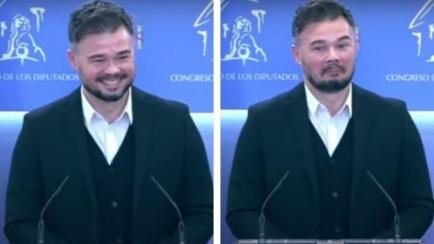 Rufián, en la rueda de prensa.