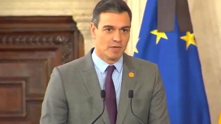 Pedro Sánchez en la rueda de prensa.
