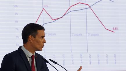 El presidente del Gobierno, Pedro Sánchez comparece antes los medios tras el Consejo de Ministros para anunciar el tercer paquete de medidas contra la inflación y hacer balance del año.