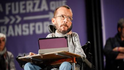 ALAVA, BASQUE COUNTRY, SPAIN - DECEMBER 03: The spokesperson of Unidas Podemos in the Congress of Deputies, Pablo Echenique, participates in a political event called 'The force that transforms', in the civic center of the neighborhood of Zabalga...